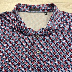 TURTLESON Men’s Size XL Performance Golf Polo Shirt All Over Design Floral